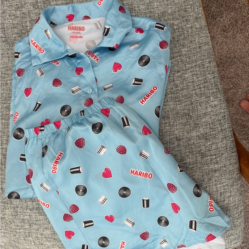 Tezenis for Haribo Blue Pajama Set with Heart and Candy Print